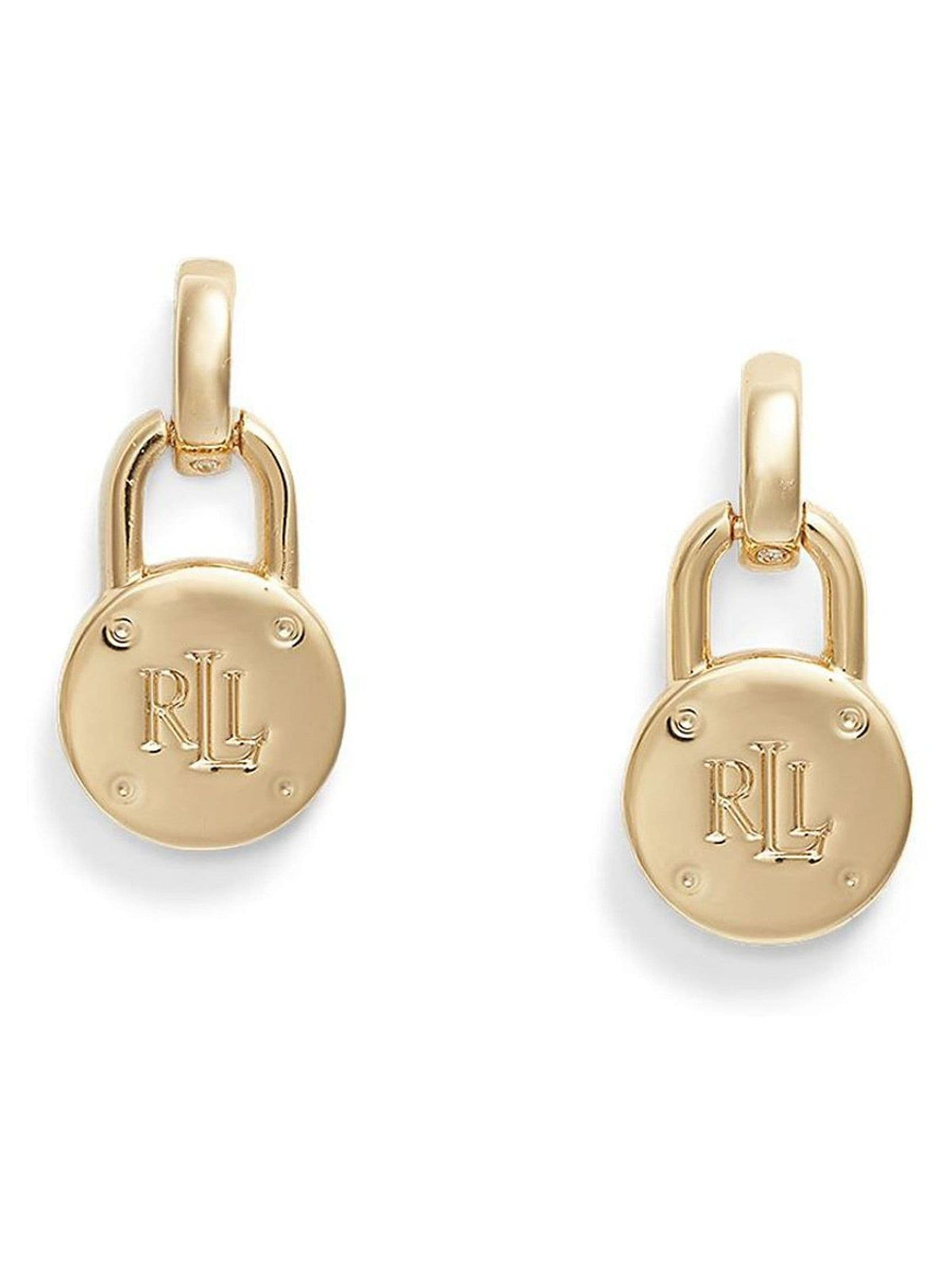 Ralph Lauren gold tone padlock earrings, UK version