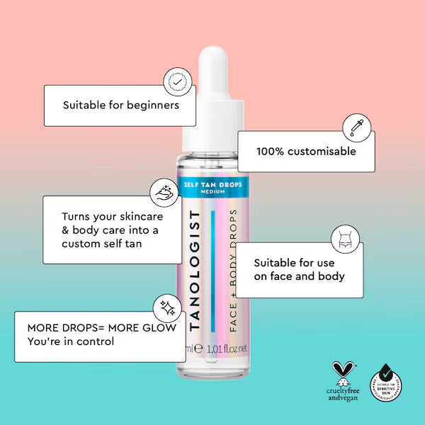 Tanologist Face Body Self Tan Drops Light 30ml (British brand)