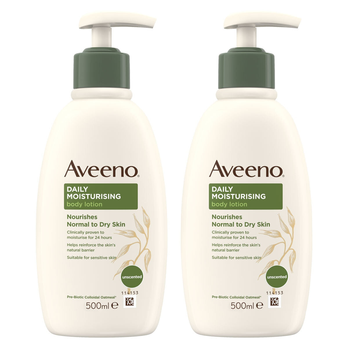 Aveeno Daily Moisturising Body Lotion Unscented 2 x 500ml - British product