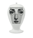 Fornasetti Capitello vase with portrait and column design - British product