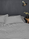 Grey stripe reversible duvet cover and pillowcase set, UK version