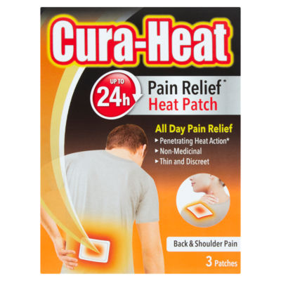Cura-Heat back and shoulder pain relief heat patch 3 patches - British product