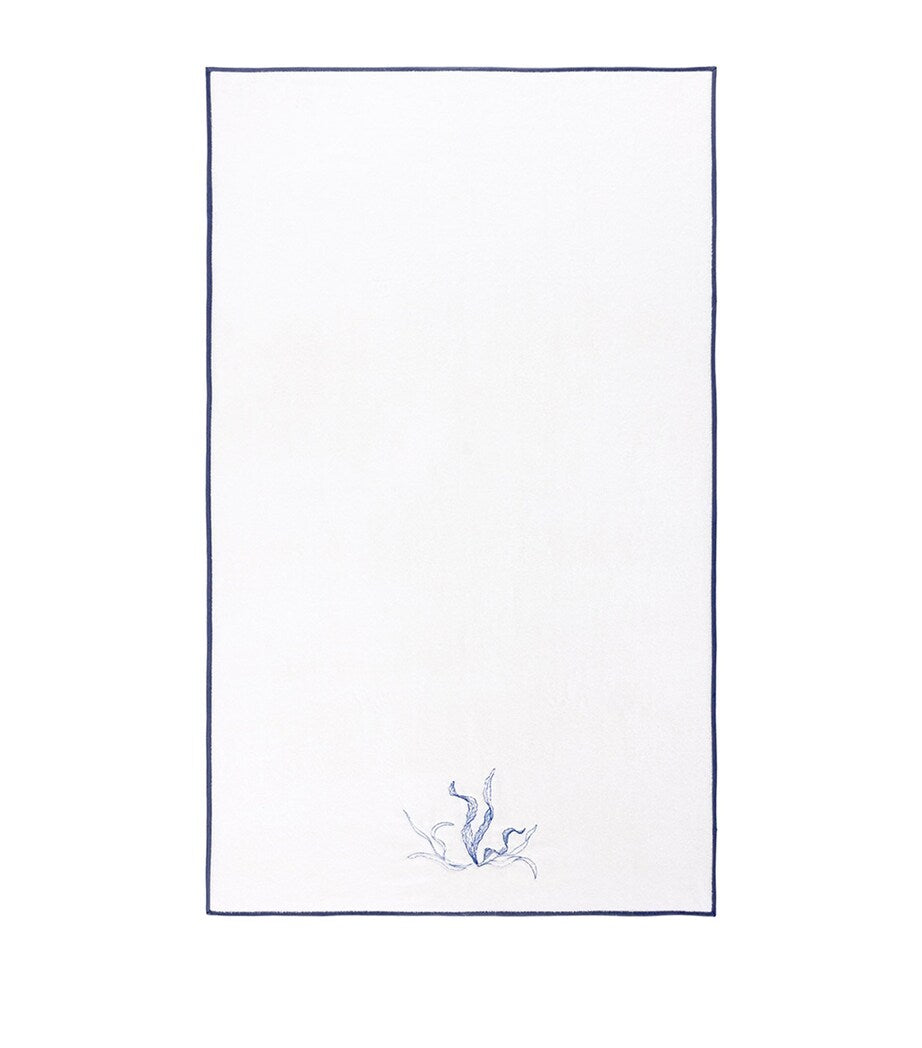 Yves Delorme Couture organic cotton bath sheet with seaweed embroidery 120cm x 160cm (British brand)