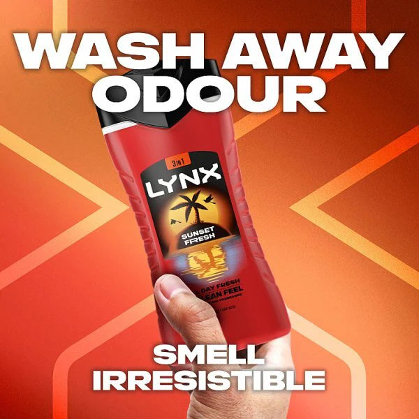 Lynx Sunset Fresh 3-in-1 Body Wash Bottle 500ml, UK version