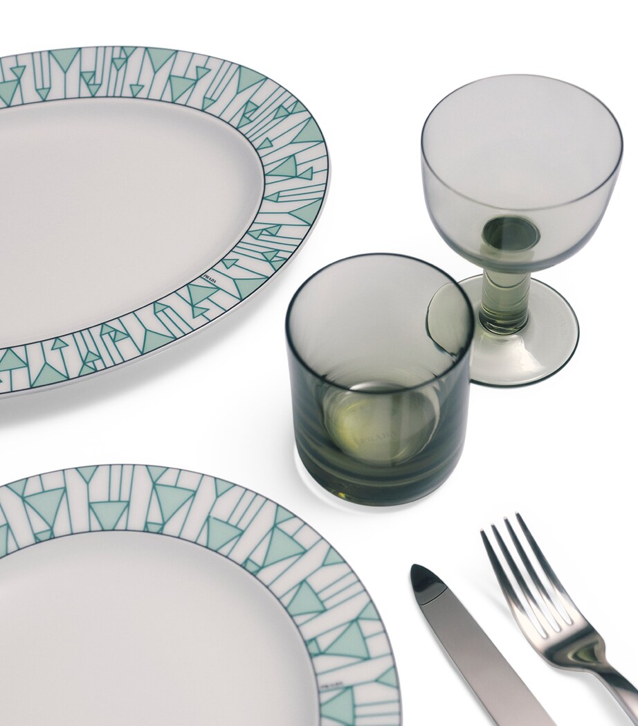 Prada medium Vienna serving plate with geometric print, 34cm diameter, imported from the UK