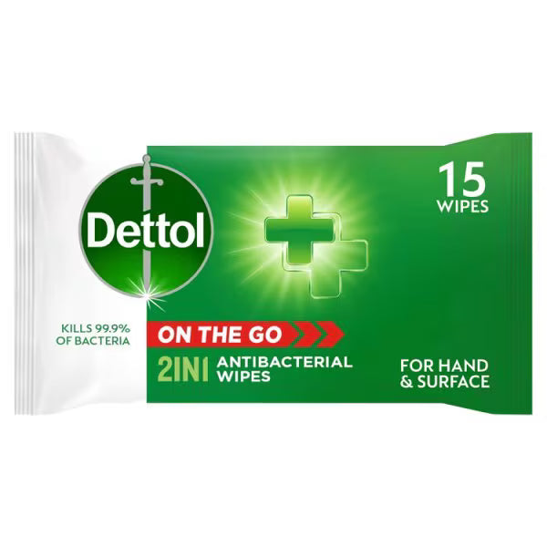 Dettol Antibacterial Wipes Hands and Surface 15s - British product