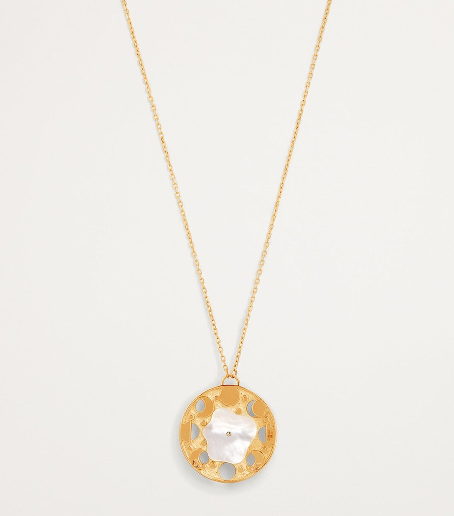 L'Atelier Nawbar yellow gold diamond lapis turquoise moon phase necklace, UK version