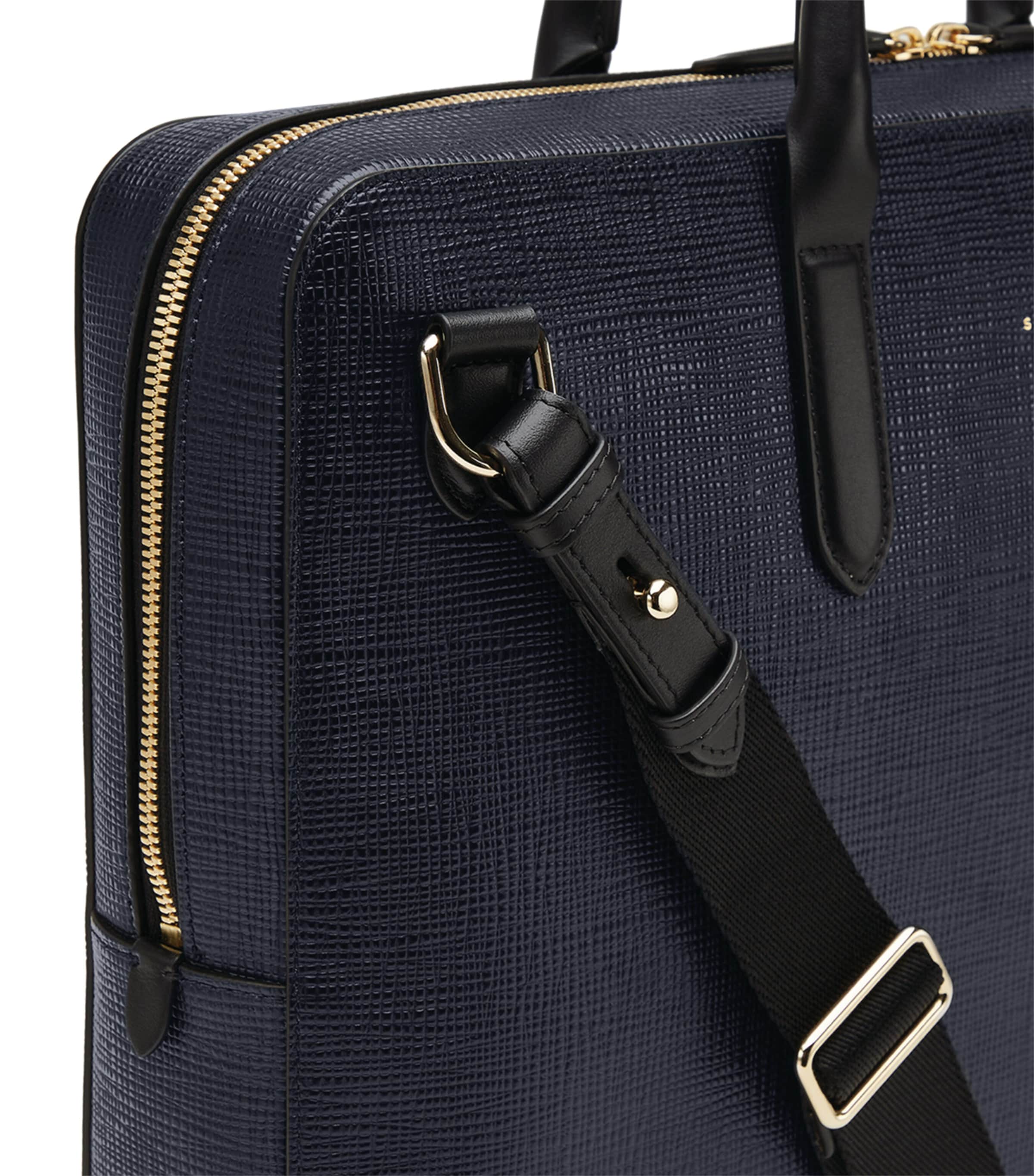 Smythson premium leather briefcase with logo detail (British brand)