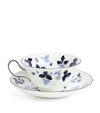 Tasse et soucoupe Wedgwood Wild Strawberry bleu encre