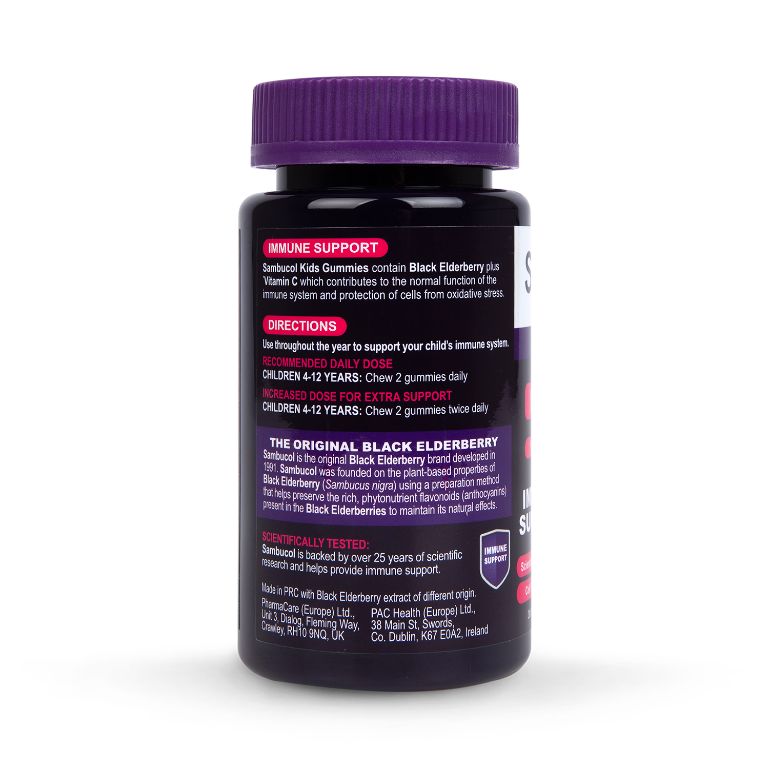 Sambucol kids black elderberry vitamin C gummies 30 count (British brand)