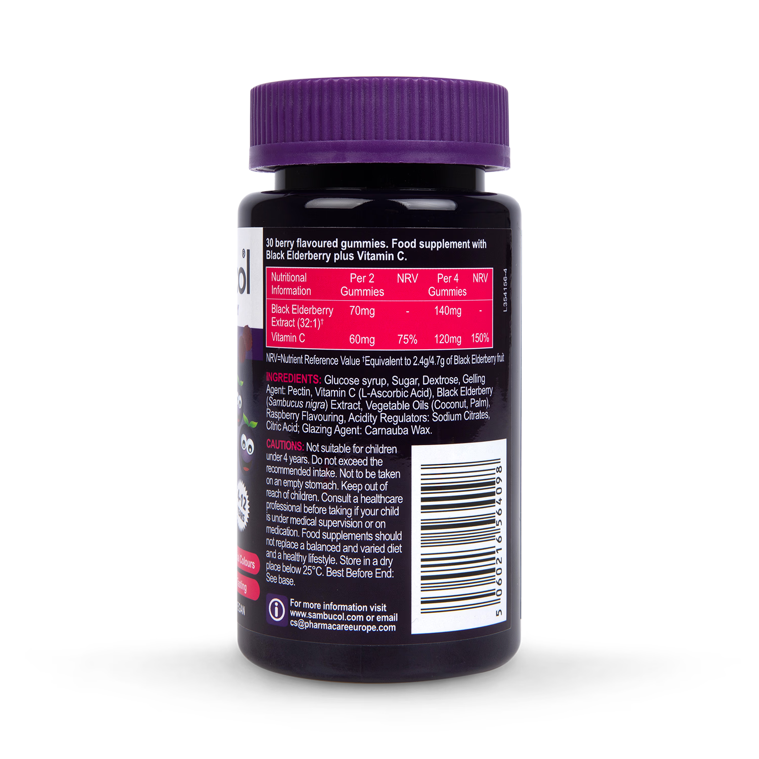 Sambucol kids black elderberry vitamin C gummies 30 count (British brand)