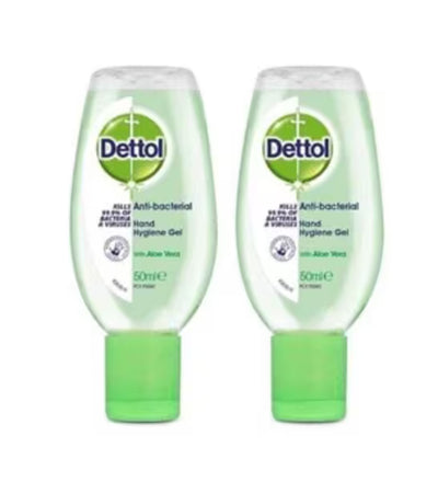 Dettol Antibacterial Hand Sanitiser Aloe Vera Gel 50ml Pack of 2