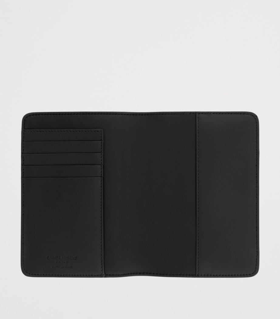 Saint Laurent leather passport holder with logo and compartments (British brand)