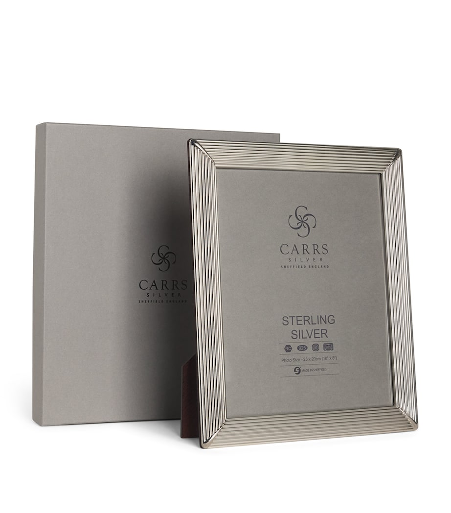 Carrs Silver fluted photo frame with wood back 10x8 inch - British product
