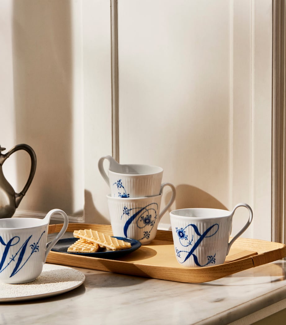 Royal Copenhagen porcelain fluted alphabet mug 330ml, imported from the UK