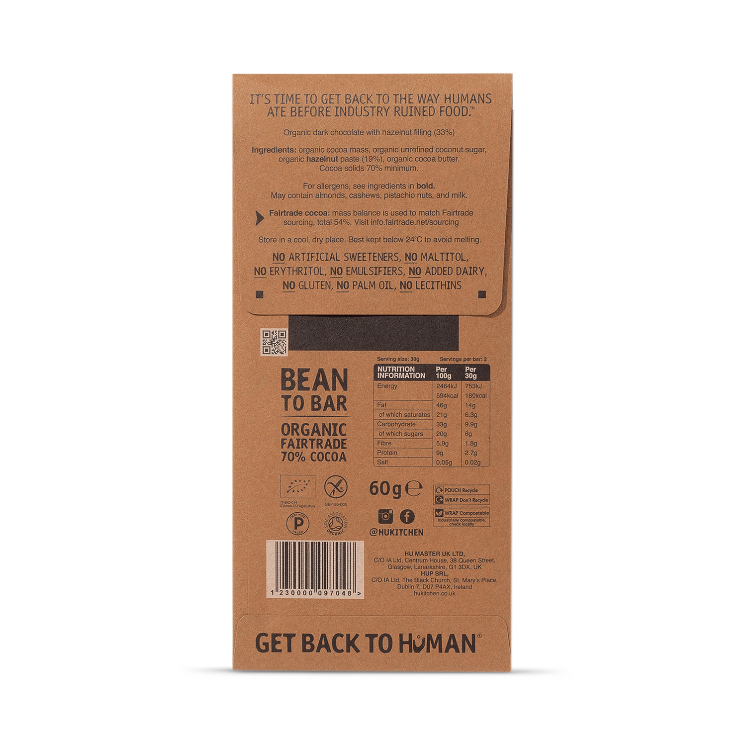 Hu Hazelnut Butter Dark Chocolate Bar 60g