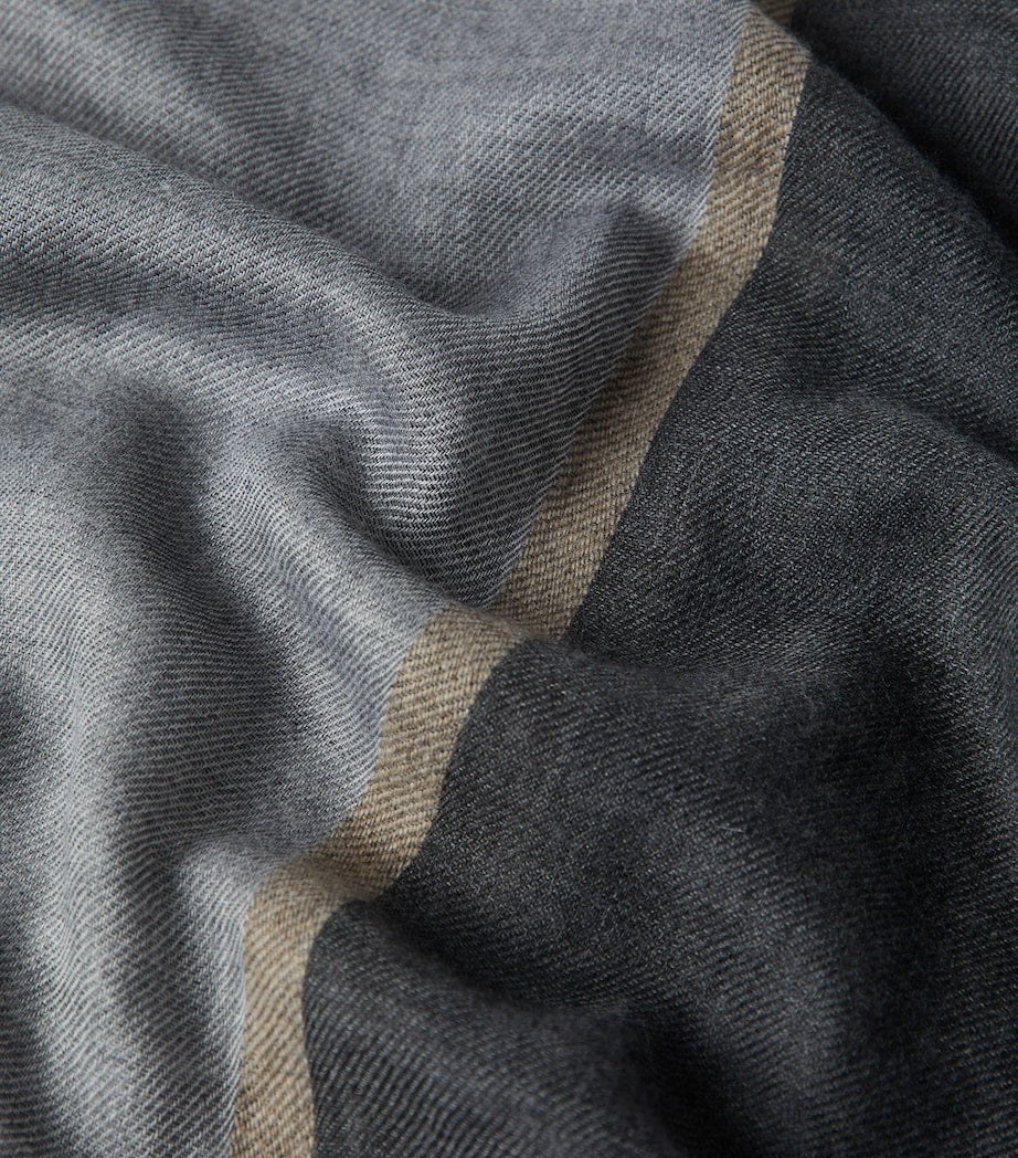 Brunello Cucinelli cashmere-silk colour-block scarf with fringe finish, 180cm x 75cm - British product