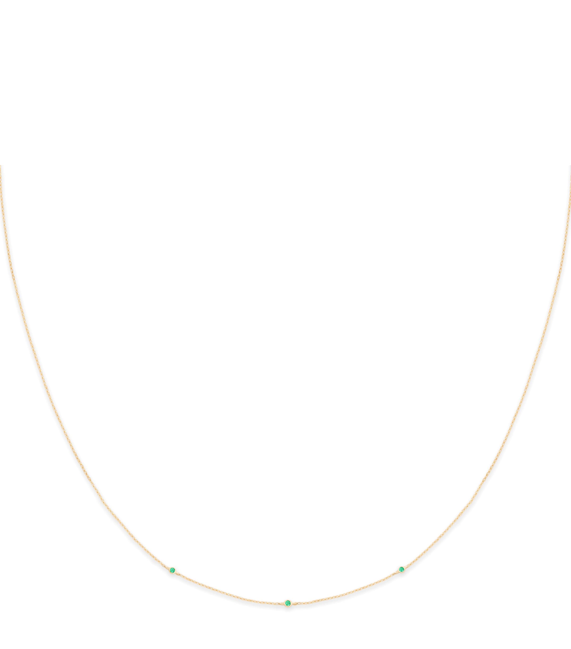 Astrid & Miyu Yellow Gold and Emerald Charm Necklace