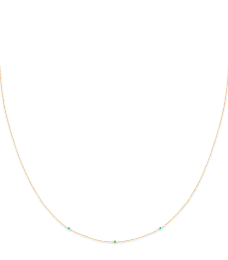 Astrid & Miyu Yellow Gold and Emerald Charm Necklace