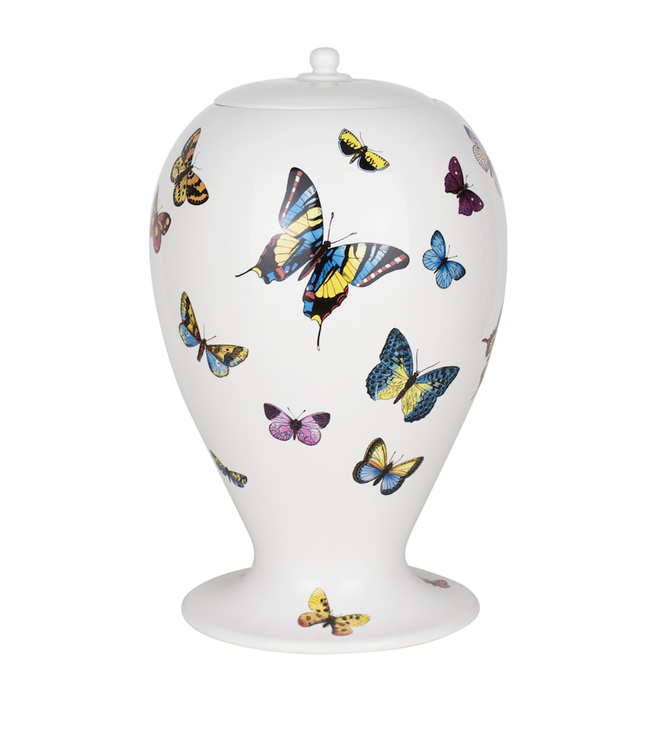 Fornasetti butterfly porcelain vase with operatic portrait, 30cm - British product