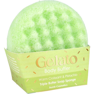 Bomb Cosmetics Gelato Body Buffer Sponge Warm Croissant and Pistachio 200g