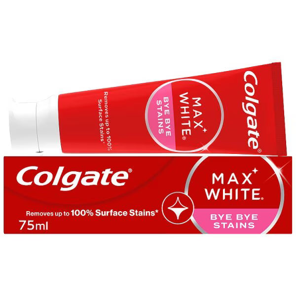 Colgate Max White Bye Stains toothpaste 75ml, imported from the UK