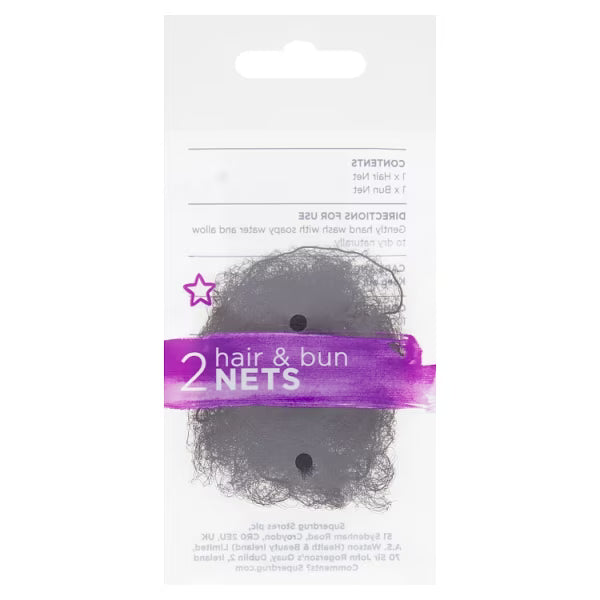 Superdrug Hair and Bun Net 2pk Multipack Set (British brand)