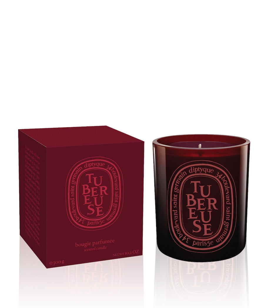 Tuberose Scented Coloured Glass Candle 300g
