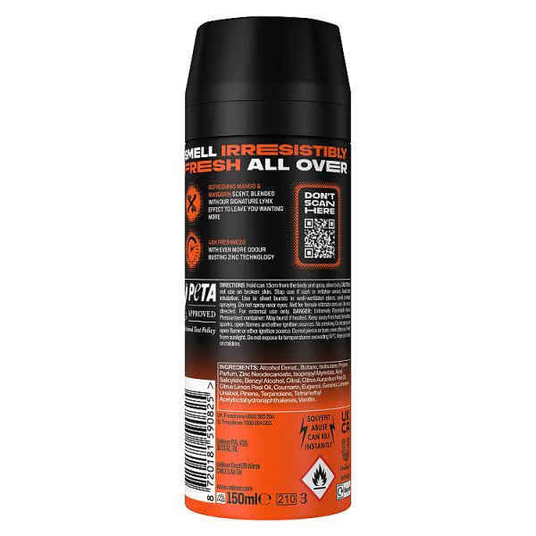Lynx Sunset Fresh Body Spray 150ml Aerosol, UK version