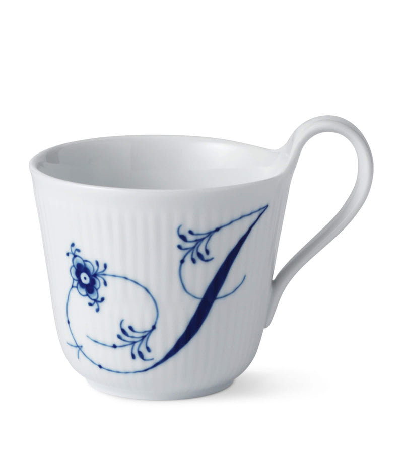 Royal Copenhagen porcelain fluted alphabet mug, imported from the UK