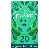 Pukka Organic Three Mint Tea 20 Home Compostable Herbal Tea Bags 32g   20 per pack - McGrocer