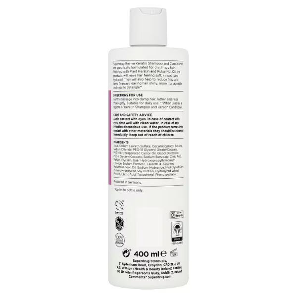 Revive Keratin Shampoo 400ml, imported from the UK