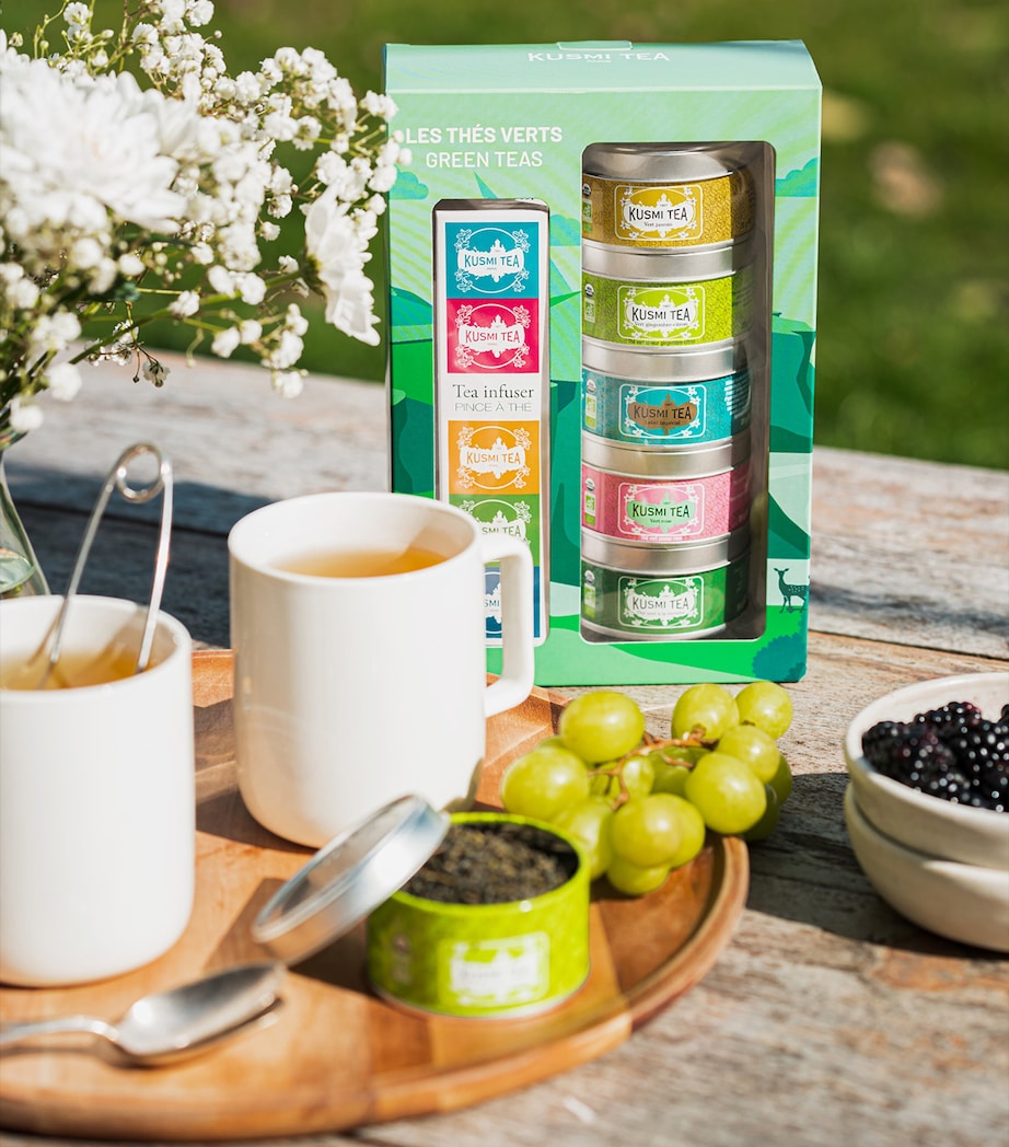 Kusmi organic green tea gift set with five blends and infuser 100g, UK version
