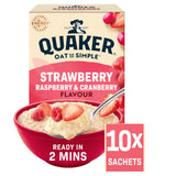 Quaker strawberry, raspberry & cranberry porridge sachets 10x33.9g, imported from the UK