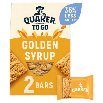 Quaker golden syrup breakfast bars 2x55g, imported from the UK