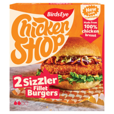 Birds Eye Chicken Shop Sizzler Burgers breaded fillet 227g - British product