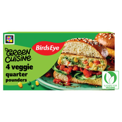 Birds Eye Green Cuisine vegetarian quarter pounder burgers 454g - British product