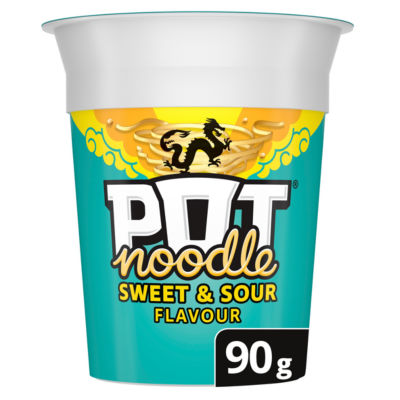 Pot Noodle Sweet & Sour instant noodles 90g, imported from the UK