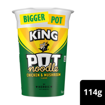 Pot Noodle Chicken & Mushroom King Size 114g instant noodle, imported from the UK