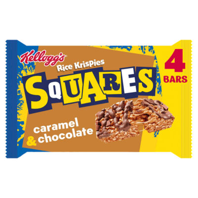 Kellogg's Rice Krispies Squares Curious Caramel & Chocolate snack bars 4x36g, UK version