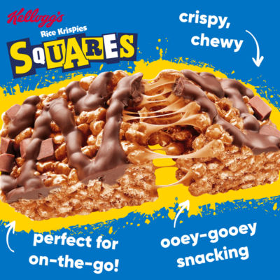 Kellogg's Rice Krispies Squares Curious Caramel & Chocolate snack bars 4x36g, UK version