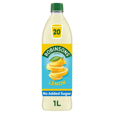 Robinsons Lemon No Added Sugar Squash 1L, imported from the UK