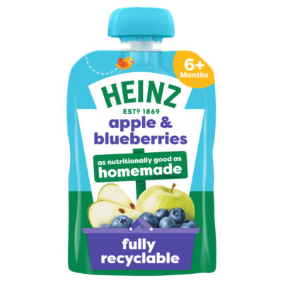 Heinz Apple & Blueberries baby food for 6+ months 100g, UK version