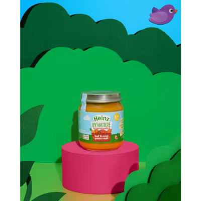 Heinz beef & sweet potato mash baby food jar 120g, UK version