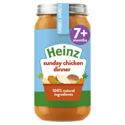 Heinz baby food jar Sunday Chicken Dinner 200g, UK version
