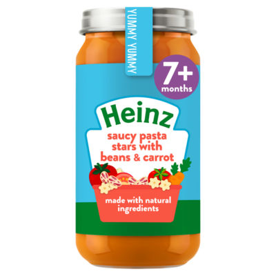 Heinz Saucy Pasta Stars with Beans & Carrot Baby Food Jar 7+ Months 200g