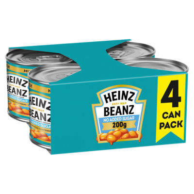 Heinz baked beans no added sugar 4 x 200g, UK version