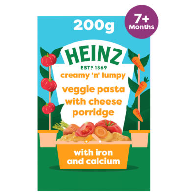 Heinz veggie pasta with cheese porridge 7+ months 200g, UK version
