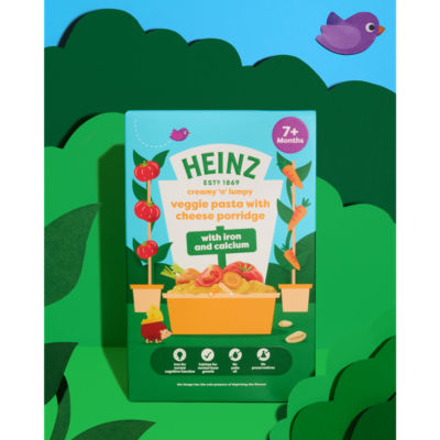 Heinz veggie pasta with cheese porridge 7+ months 200g, UK version