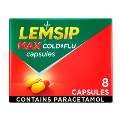 Lemsip Max Cold & Flu Capsules 8 Capsules, UK version